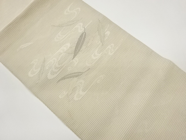 流水に葉模様織出し夏用名古屋帯